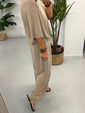 The Weekend Slouch Ribbed Co-Ord - Camel