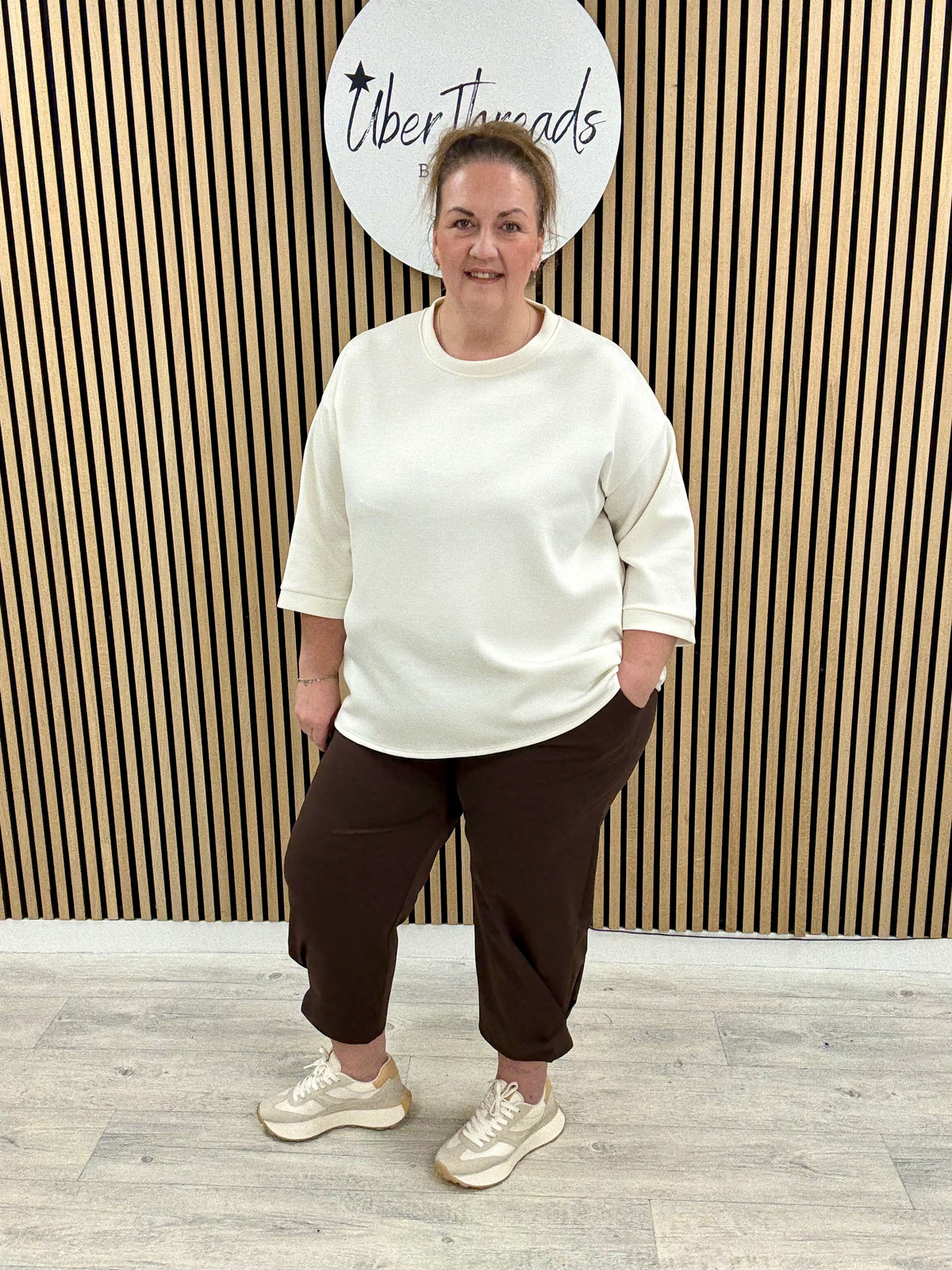 Hampton Side Pleat Scuba Joggers (PLUS) - Chocolate