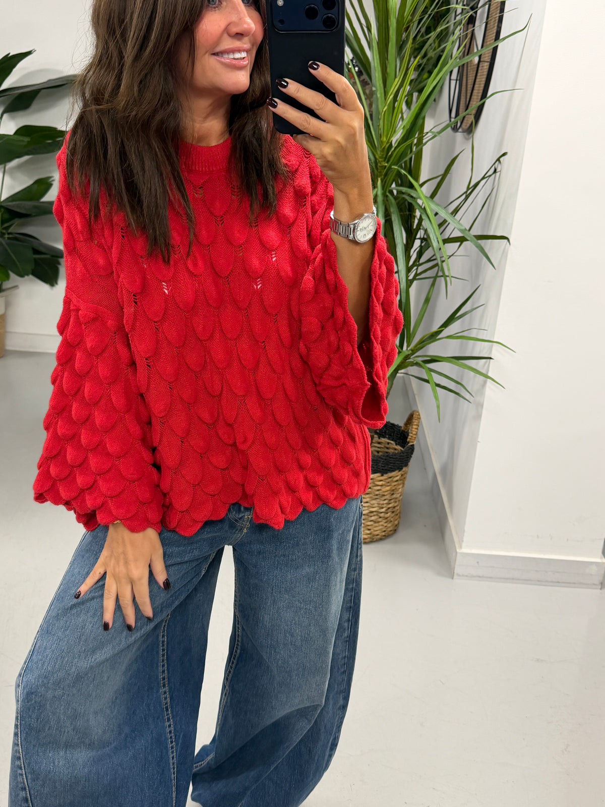 Soft Touch Tear Drop Knit - Red (Size 8 - 16)
