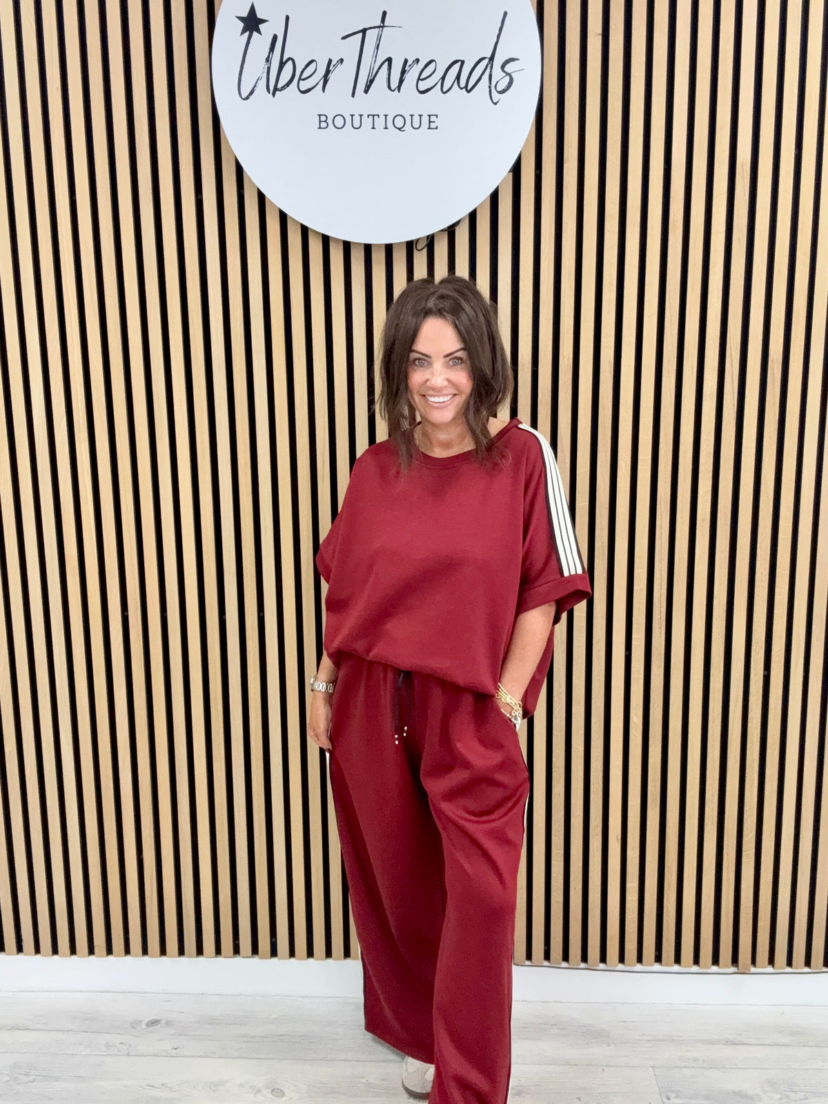 The Autumn Stripe Lounge Set - Mulberry