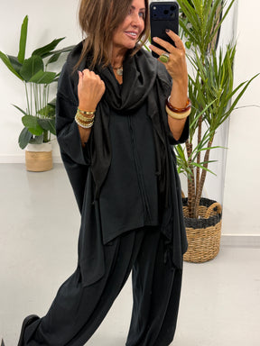 The Freestyle Slouch Handkerchief Hem Sweat - Black