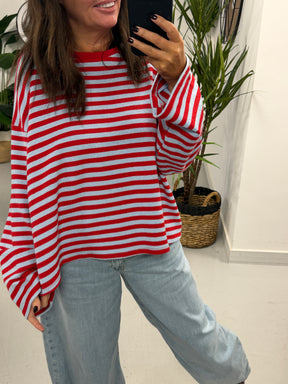 The Weekend Chill Stripe - Red/Blue (Special Buy No Return) Size 10 - 16