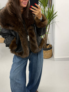 The Reversible PU/Faux Fur Jacket - Chocolate/Black