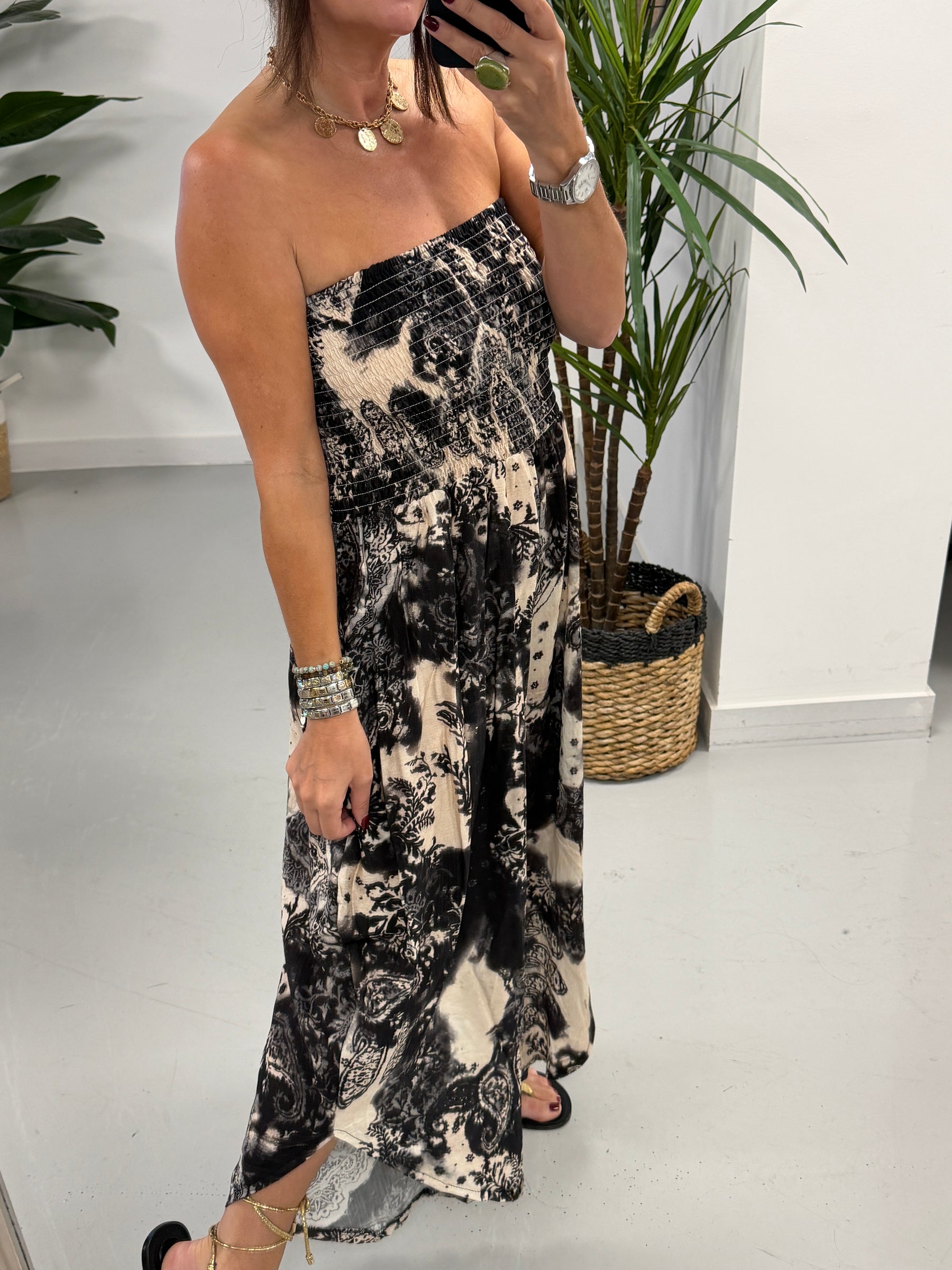 The Paisley Bandeau Jumpsuit- Black