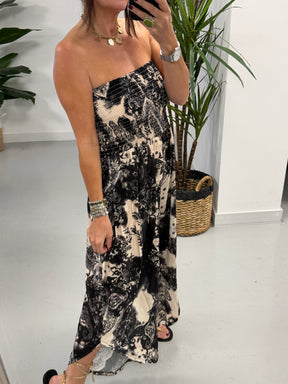 The Paisley Bandeau Jumpsuit- Black