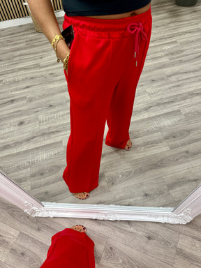 Wide Leg Seam Jogger (Plus) - Red