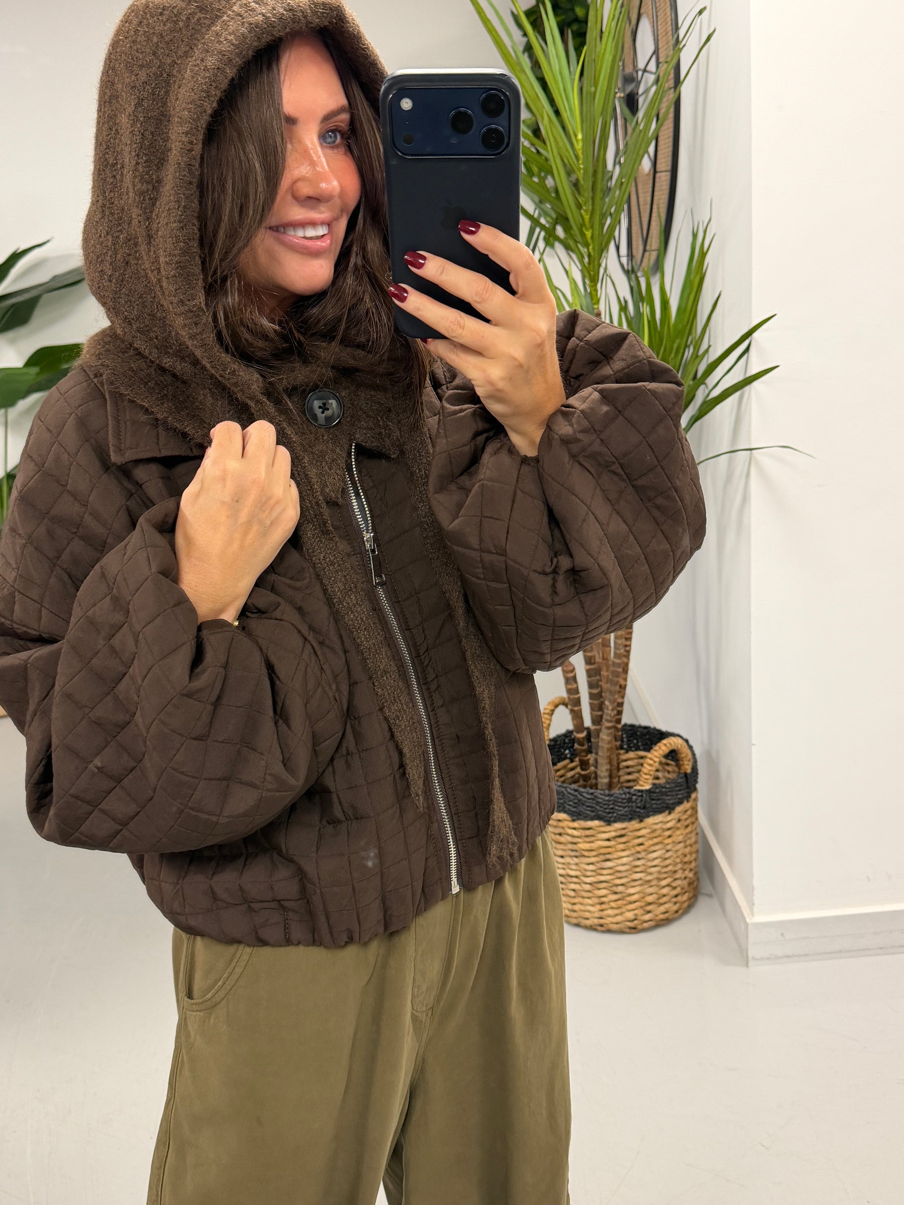 Ladies Button Snood - Chocolate