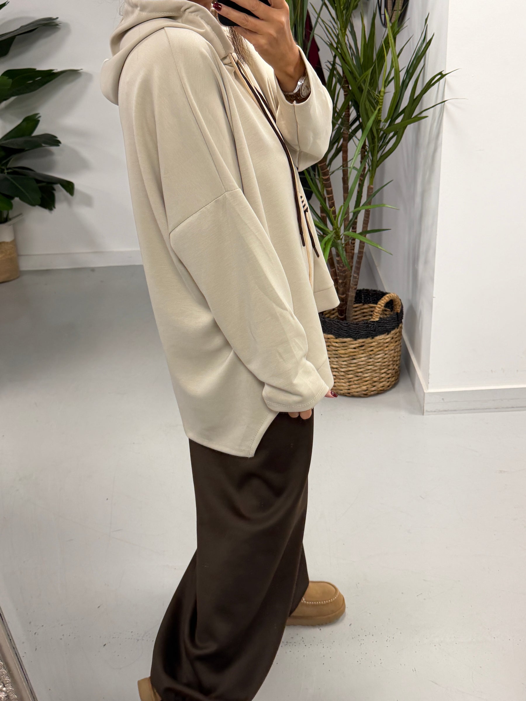 Scuba Hooded Sweater- Cream (Size 12-16/18)
