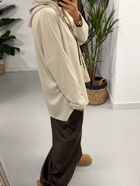 Scuba Hooded Sweater- Cream (Size 12-16/18)