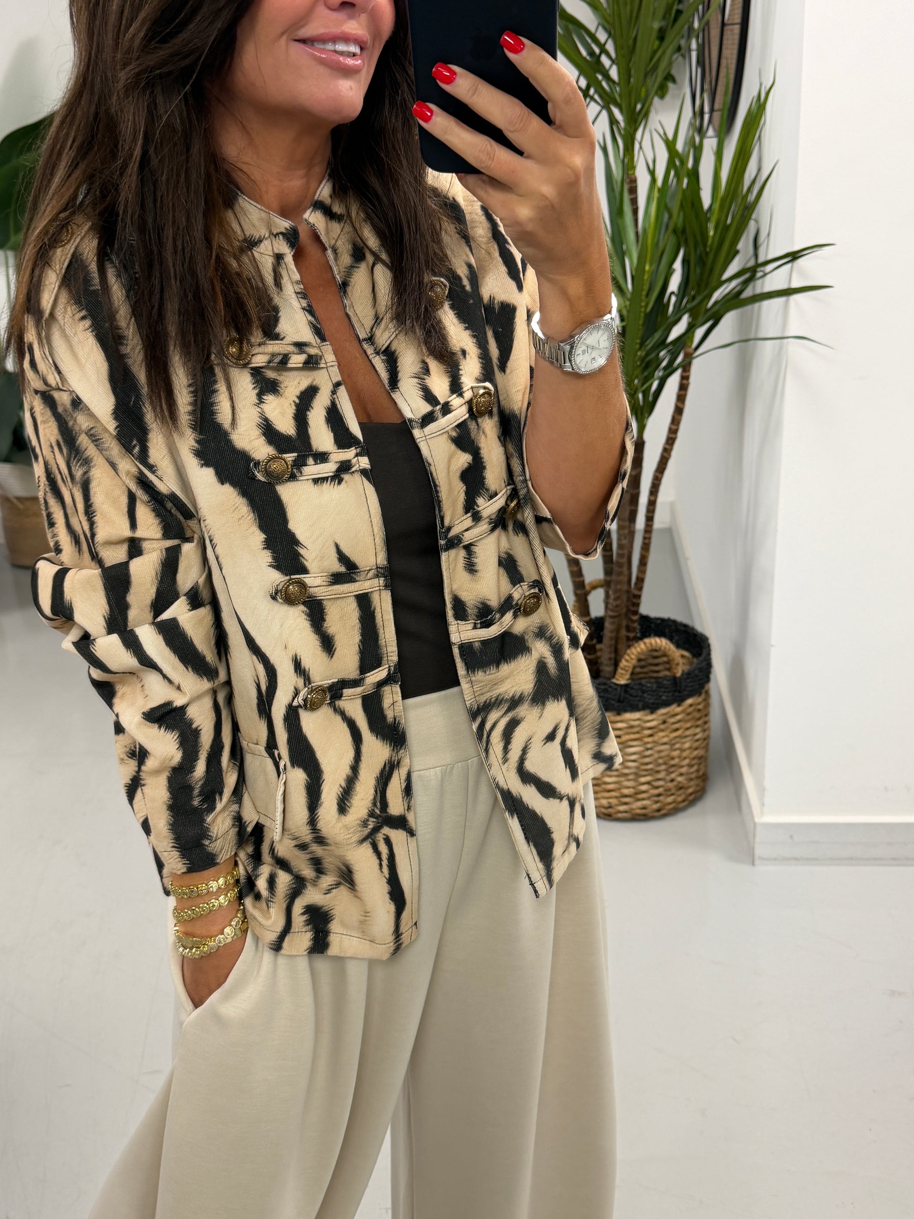 The Needlecord Military Jacket - Black/Camel