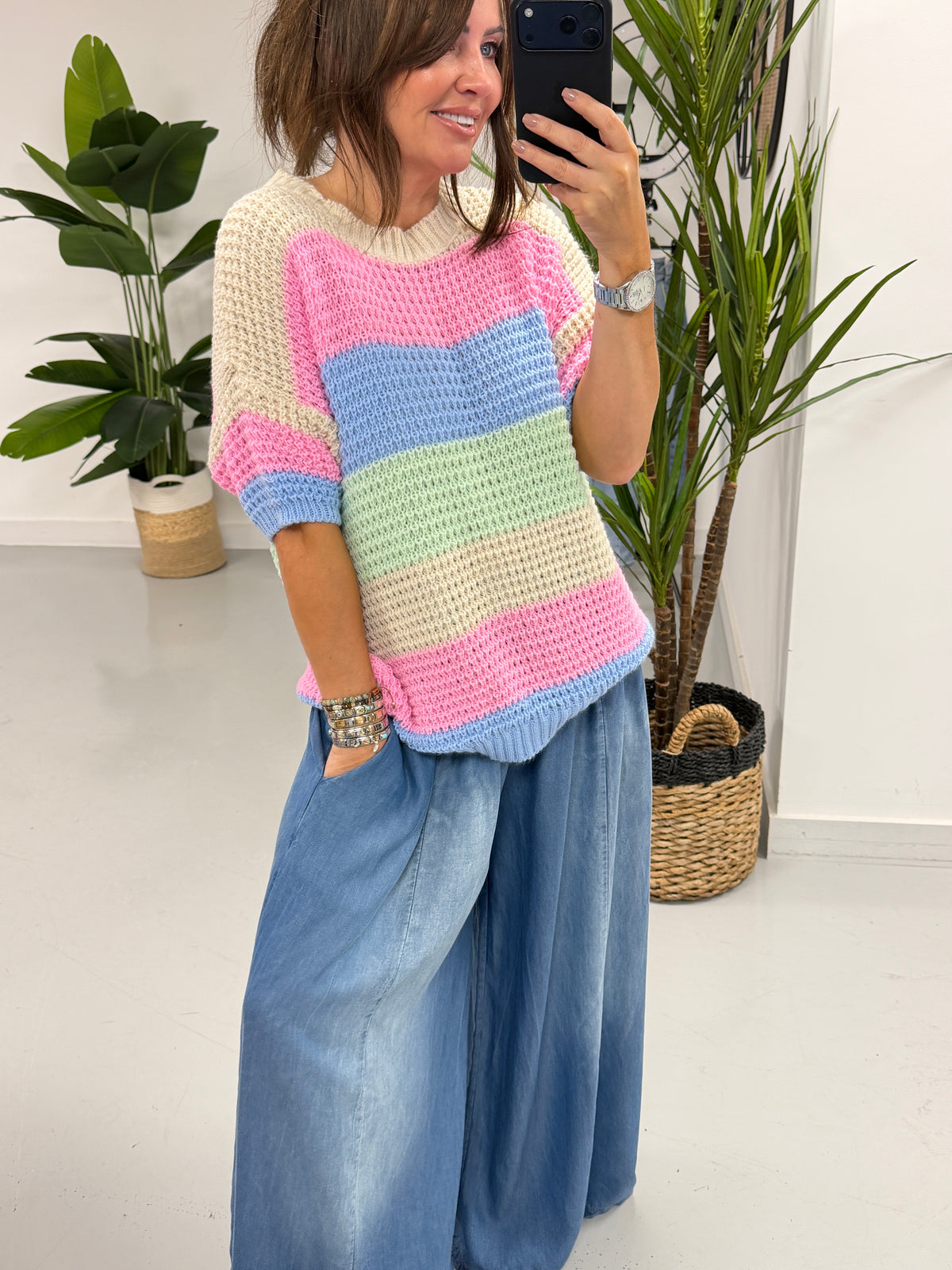 Rainbow Stripe Knit - Stone