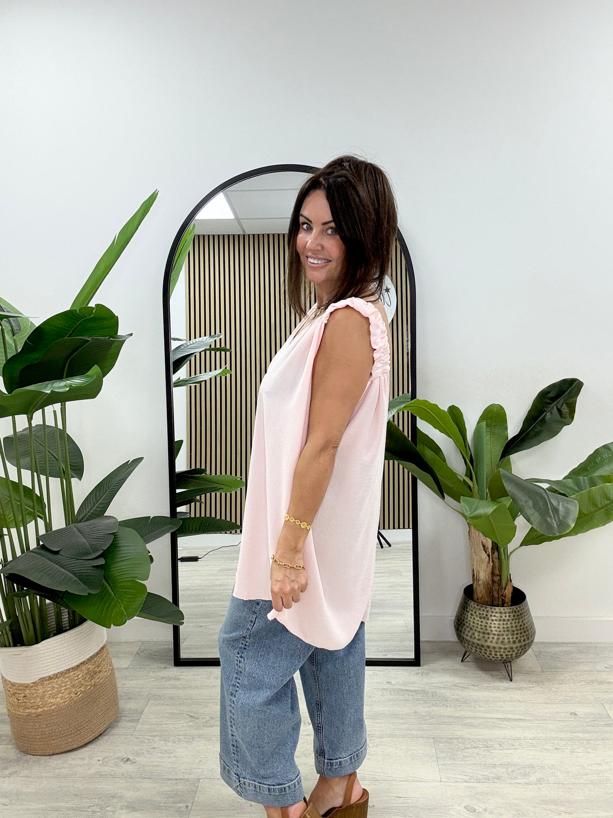 Ruched Vest - Baby Pink