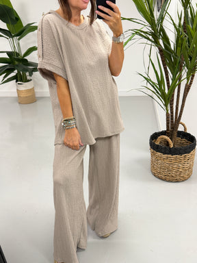 The Hallie Button Two Piece - Pebble