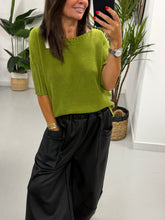 Crop Sleeve Boat Neck Knit - Pistacio