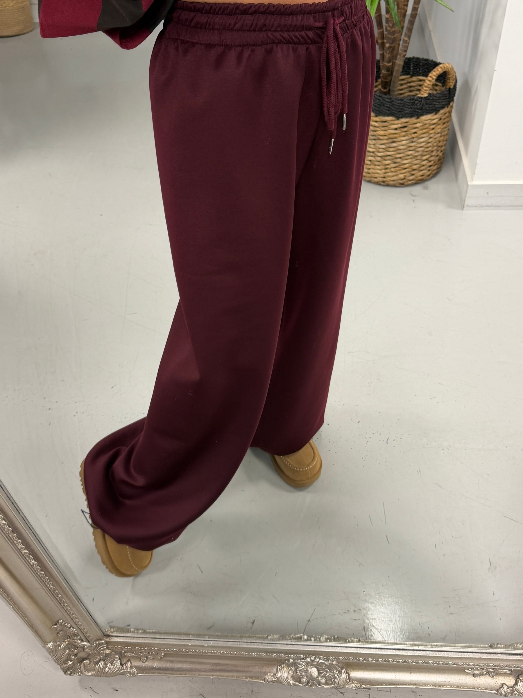 Toggle Cuff Scuba Joggers - Wine (Size 10-16)