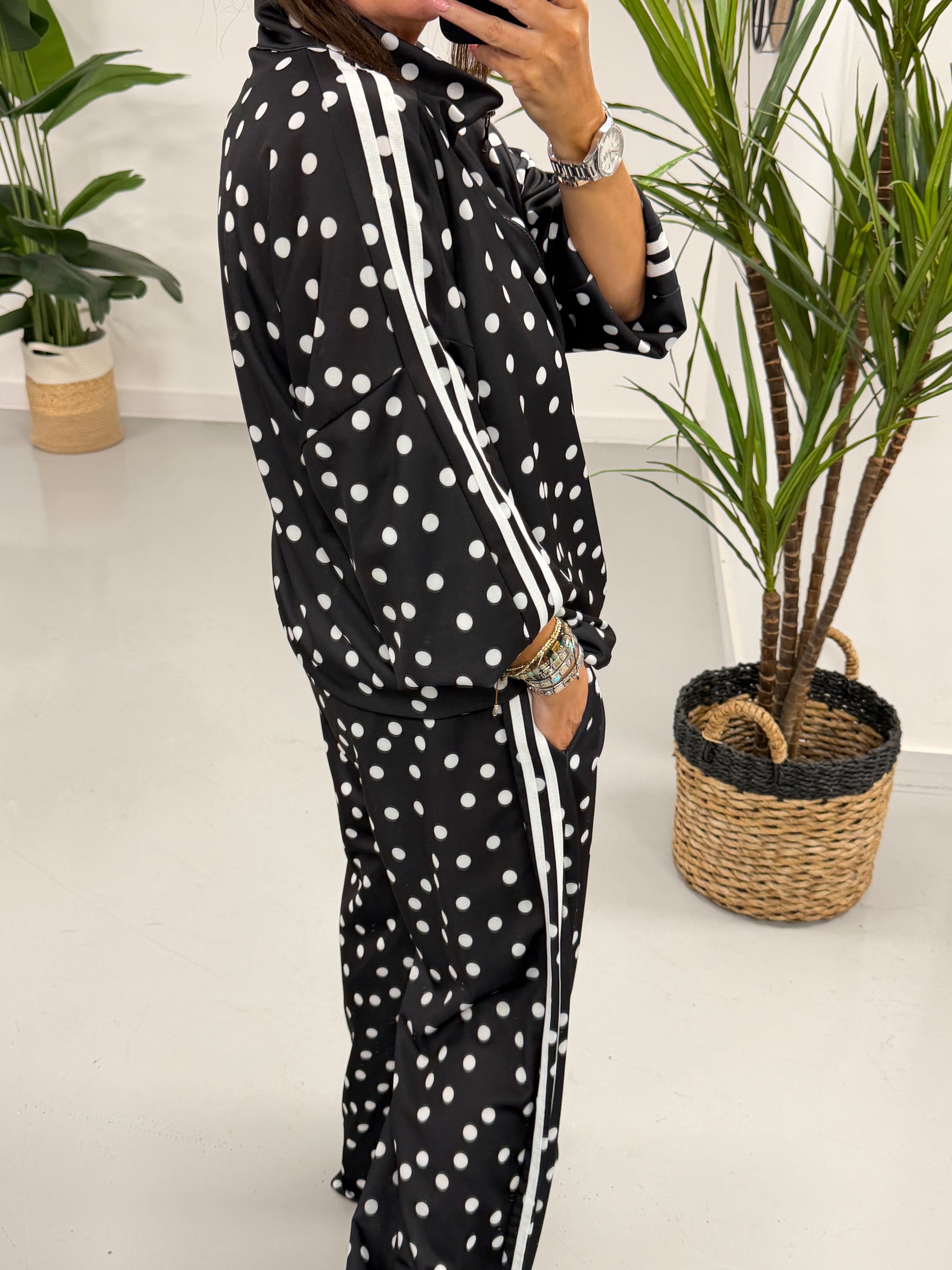 The Polka Stripe Jacket - Black