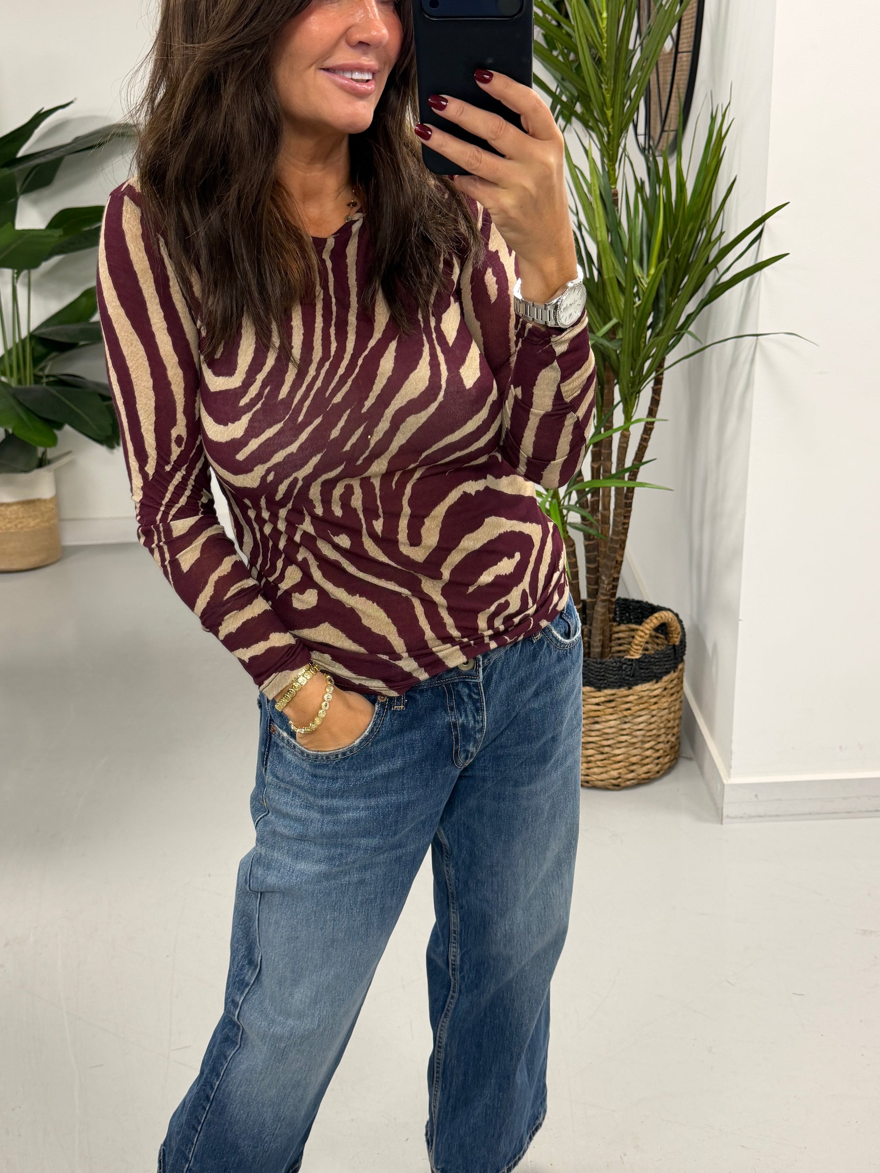 The Cashmere Blend Mesh - Wine/Cream Zebra  (Size 8-14)