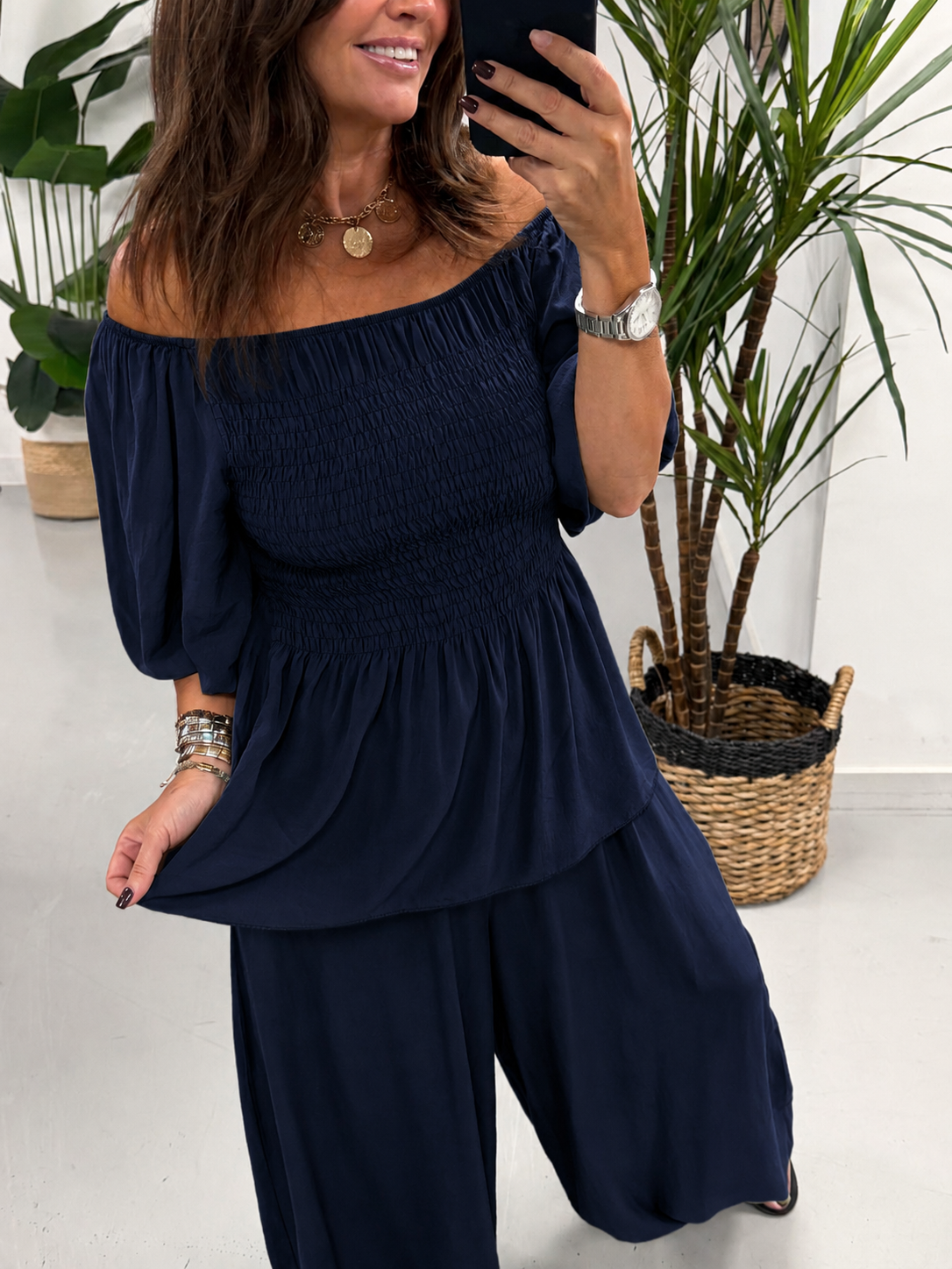 The LuLu Puff Sleeve Bardot - Navy