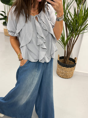 Summer Waterfall Blouse - Grey