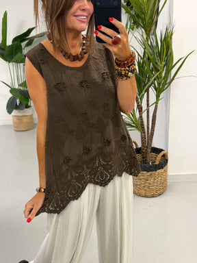 Florence Broderie Top - Chocolate