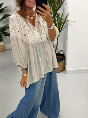 The Relaxed Boho Smock Top - Mushroom