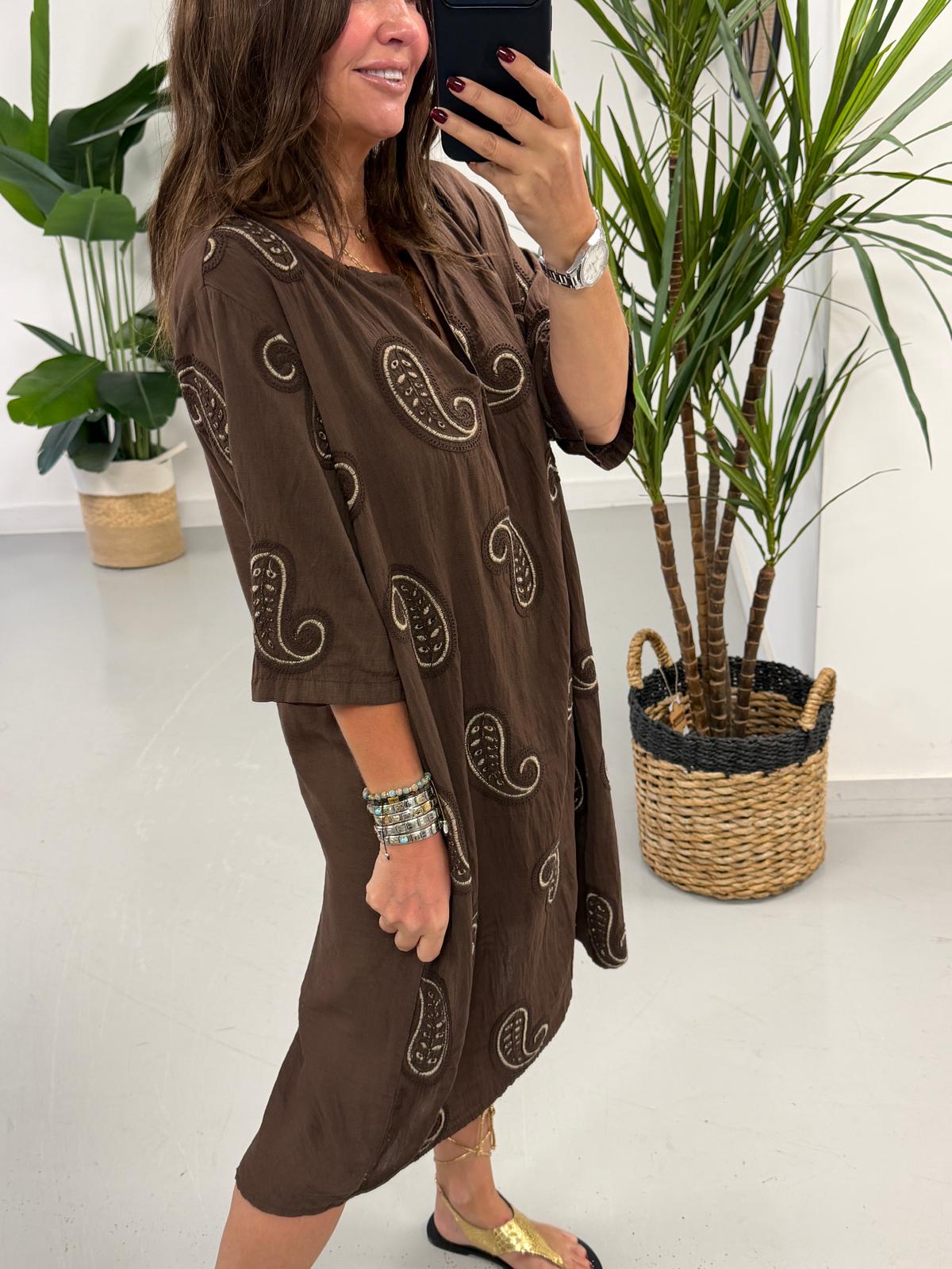 The Paisley Midi Dress - Chocolate