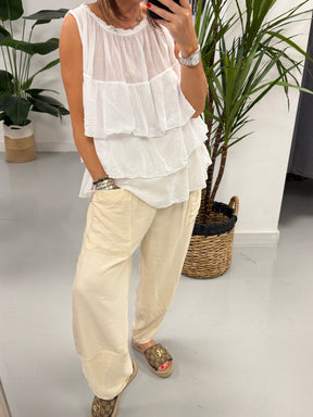 The Summer Tulip Trousers - Buttercream