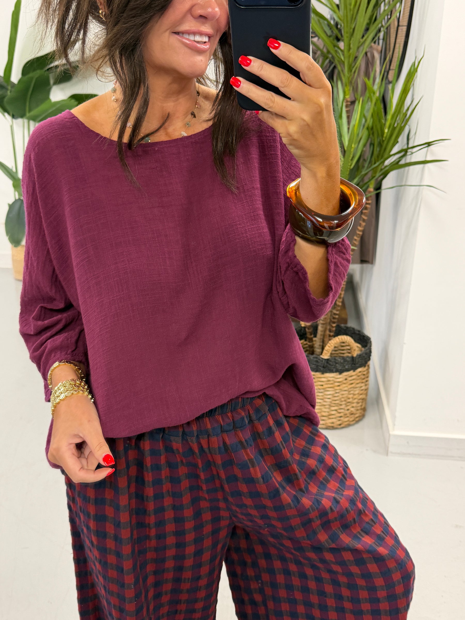 Basic Cotton Top - Wine