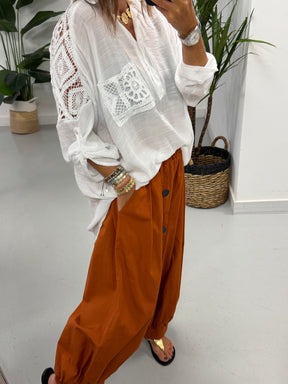 Crochet Pocket Hi Lo Tunic - White