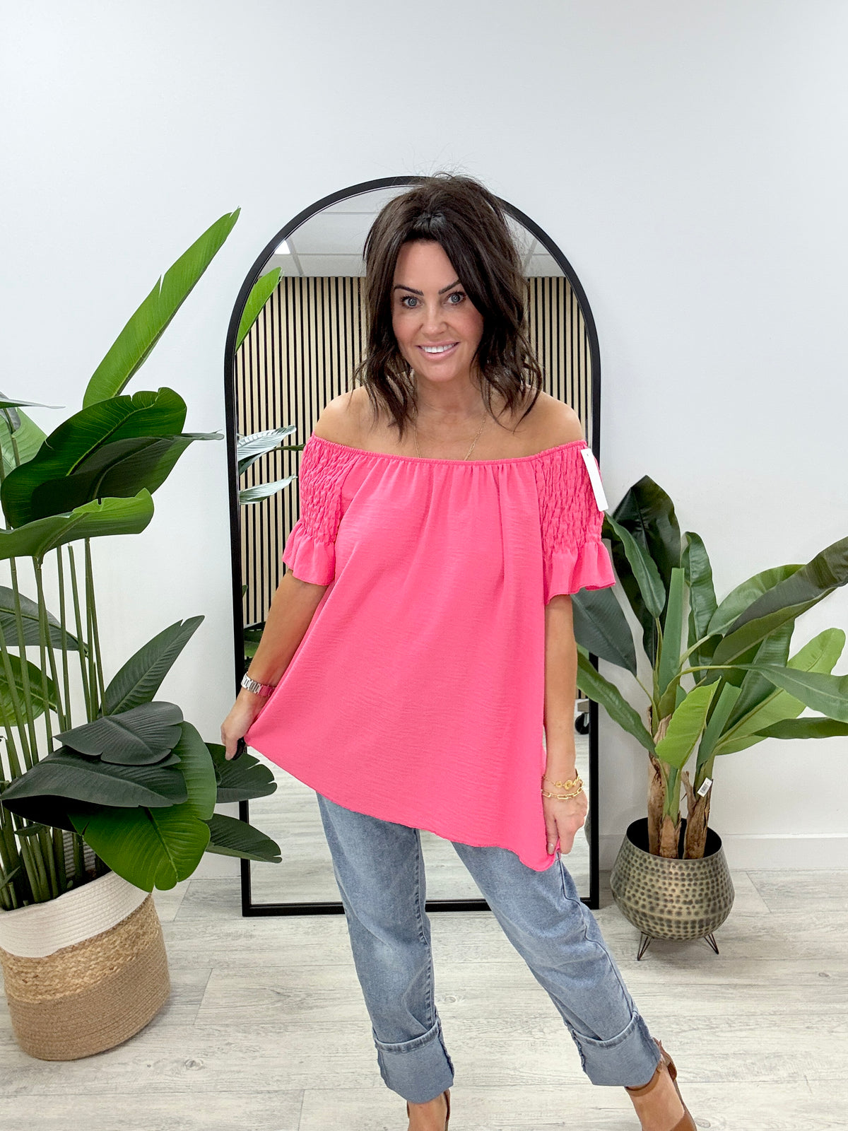 Madeira Bardot Top- Coral