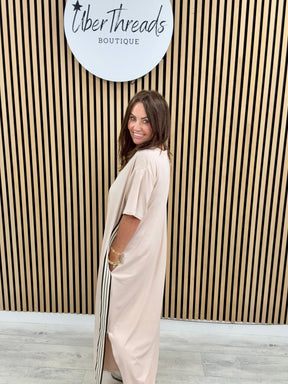 The Autumn Stripe Dress - Cream