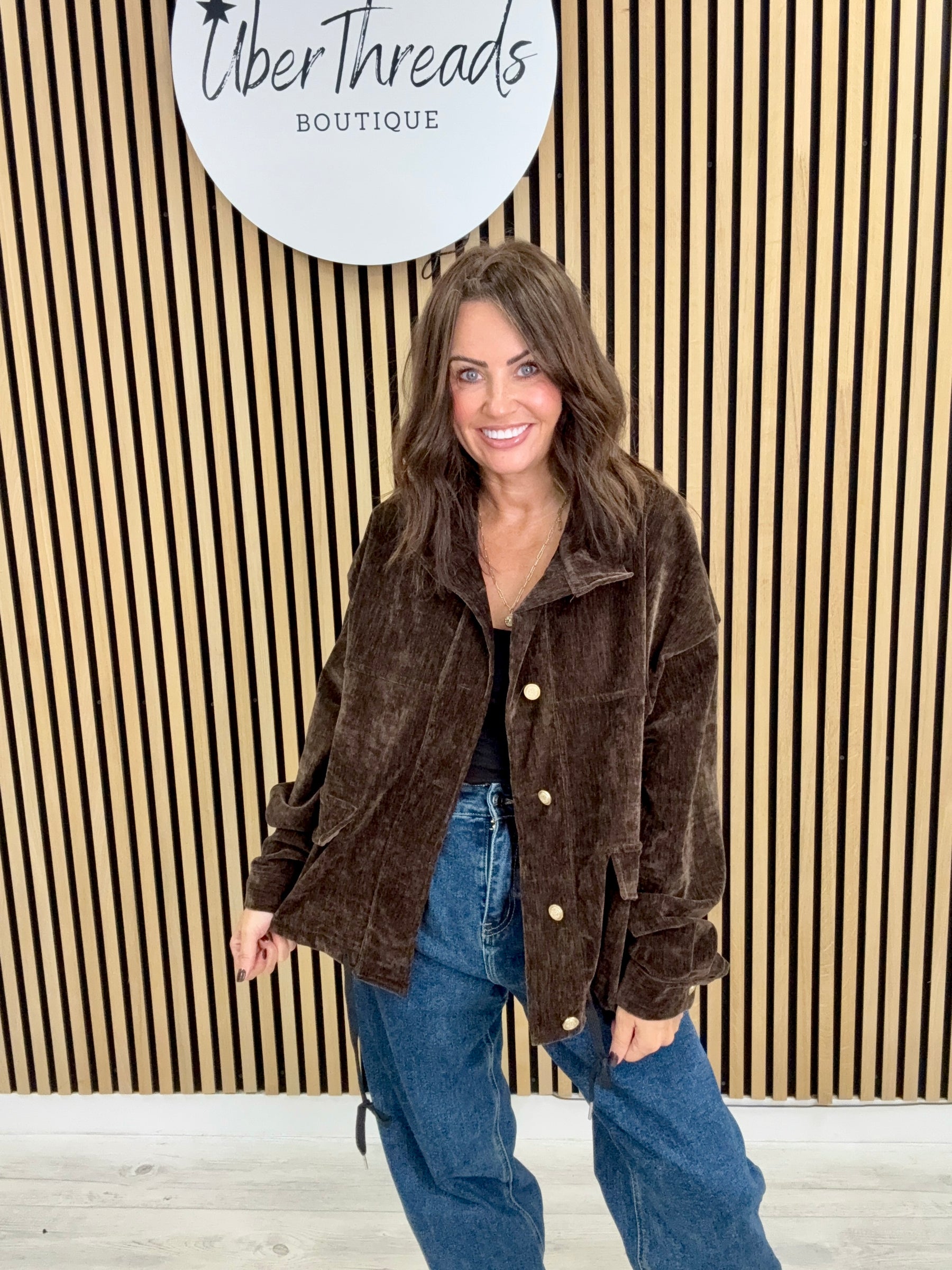 Ranch Funnel Neck Button Jacket  - Chocolate