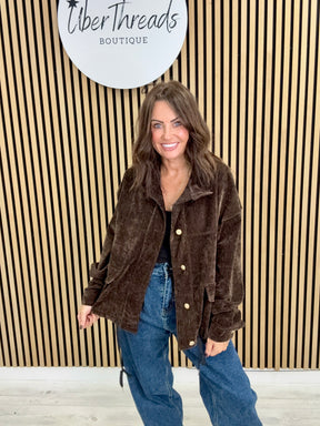 Ranch Funnel Neck Button Jacket  - Chocolate