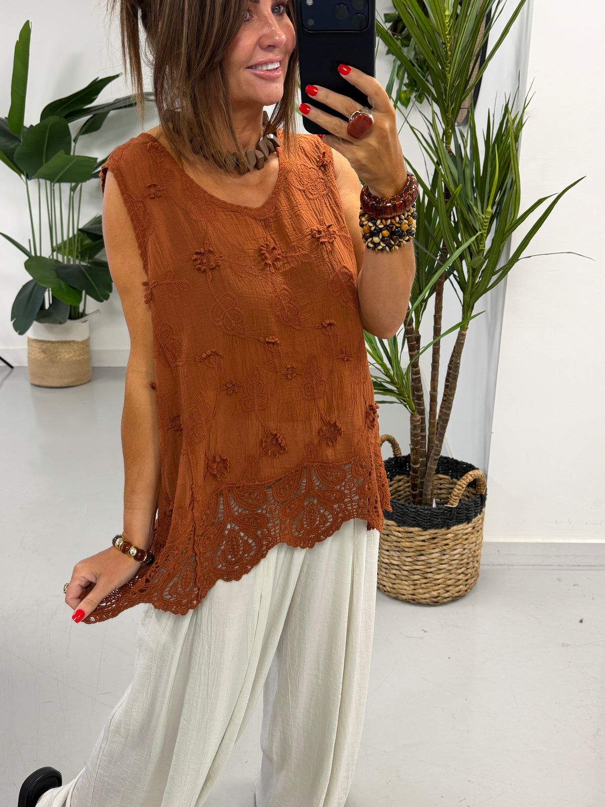 Florence Broderie Top - Rust