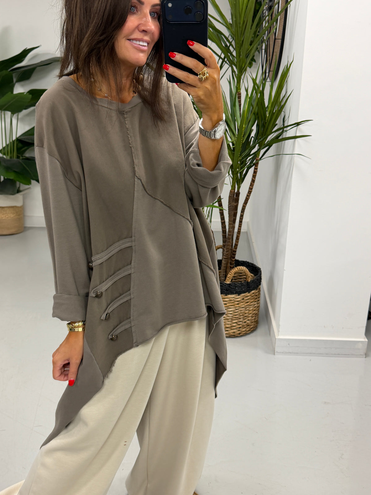 Mixed Military High Low- Taupe