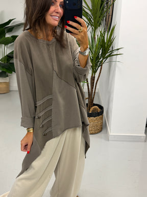 Mixed Military High Low- Taupe