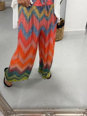 ZigZag Plisse Summer Trouser - Coral