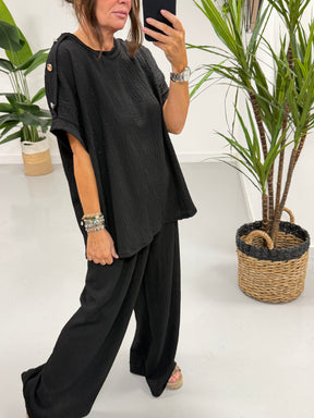 The Hallie Button Two Piece - Black