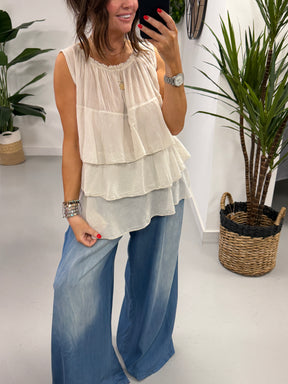 The Rio Ruffle Top - Stone