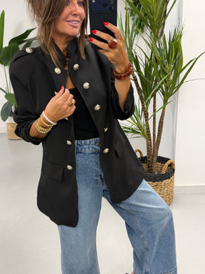 PRE ORDER Military Ruched Sleeve Blazer - Black