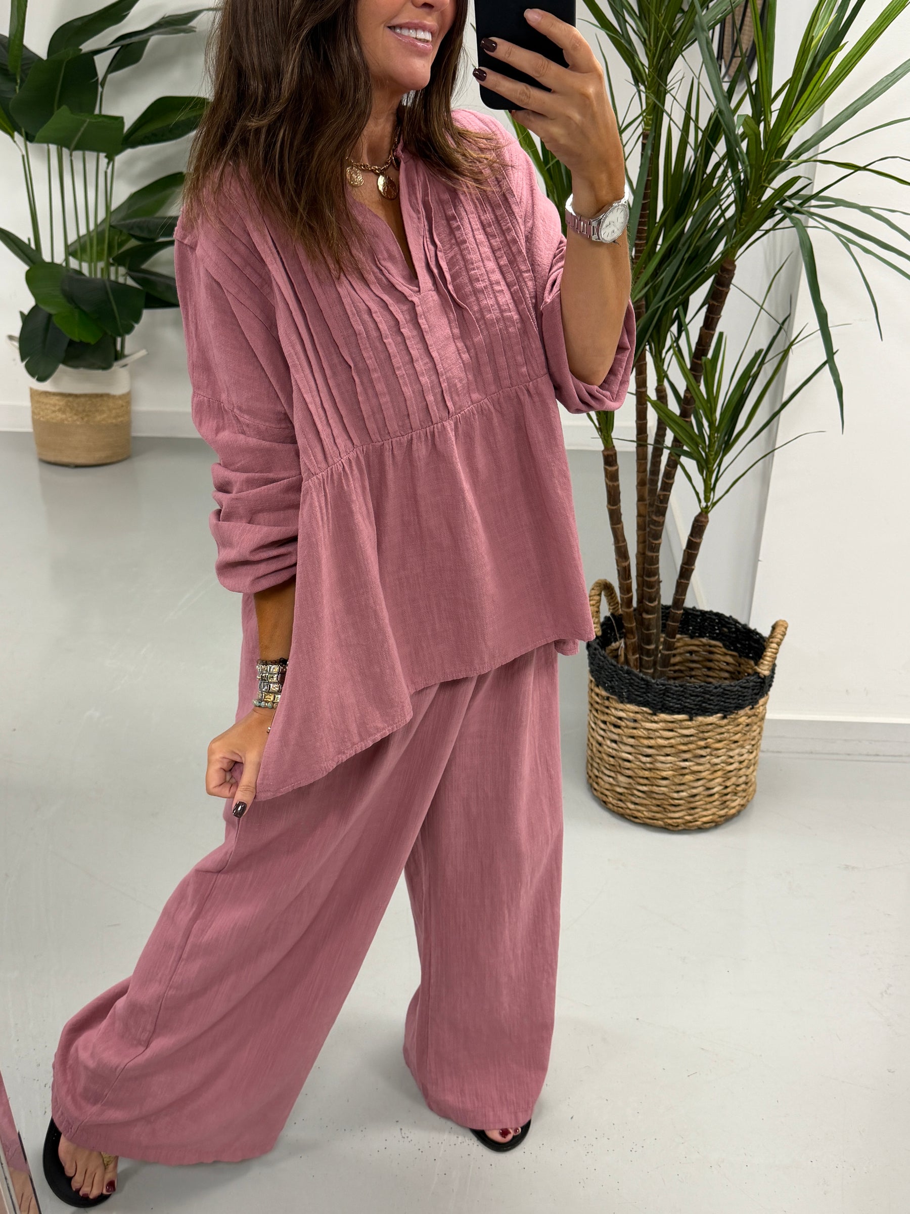 The Alessia Rustic Tunic - Raspberry