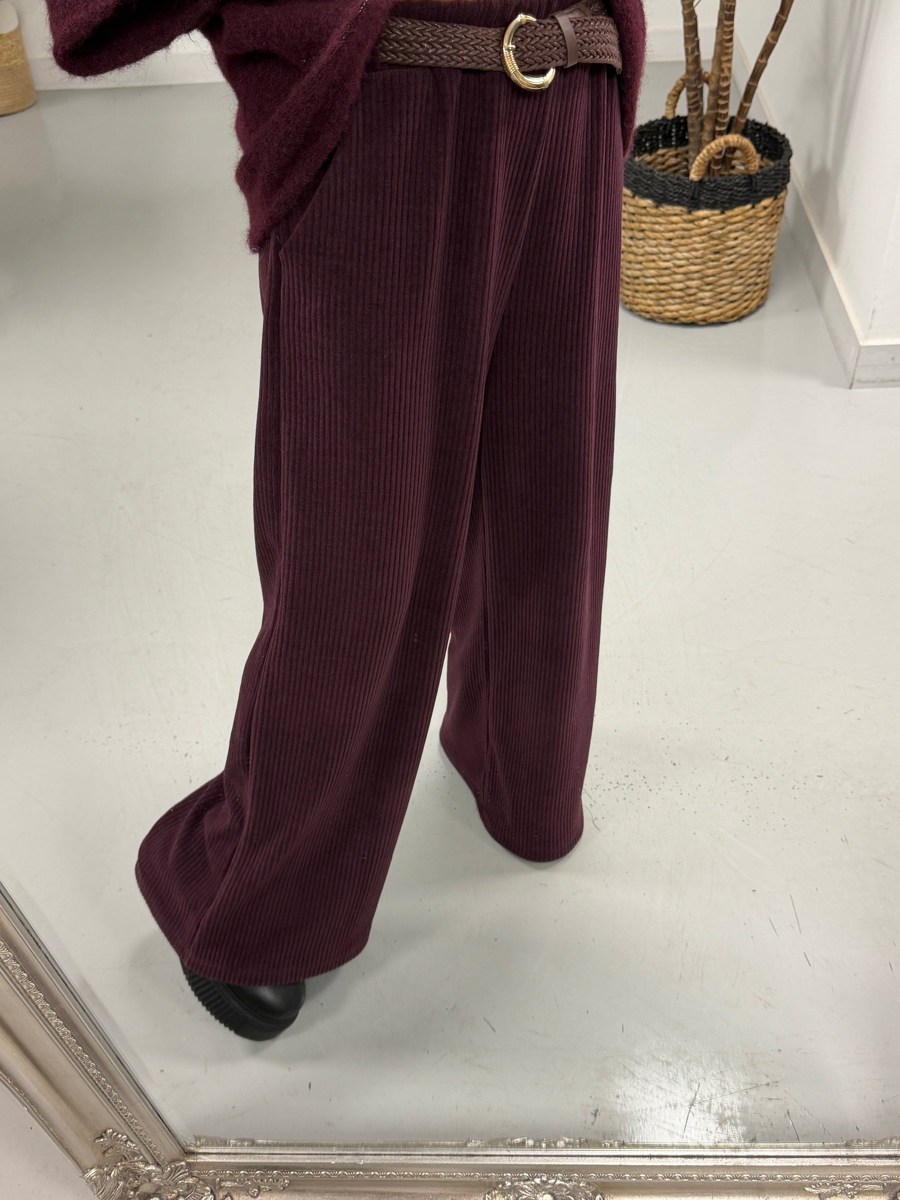 The Cambridge Cord Straight Leg Trousers - Aubergine  (Size 10-14)