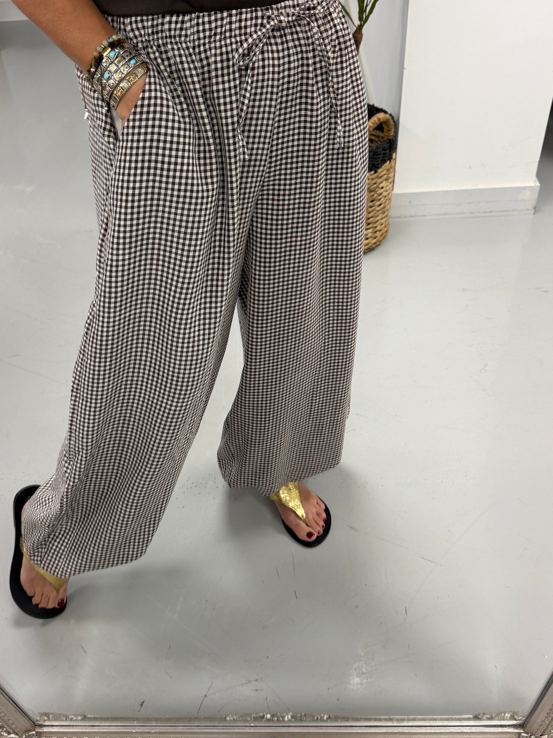 The Vichy Gingham Balloon Balloon Trouser - Chocolate