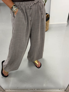 The Vichy Gingham Balloon Balloon Trouser - Chocolate