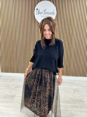 The Bradshaw Tulle Skirt - Black Animal