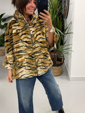 Tiger Cropped Sleeve Faux Fur