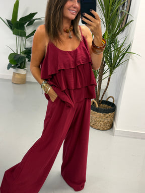 Crinkle Rara Co Ord - Wine