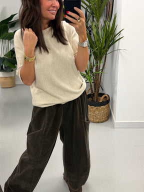 Cord Front Pocket Barrel Trousers - Chocolate (Size 14-18)