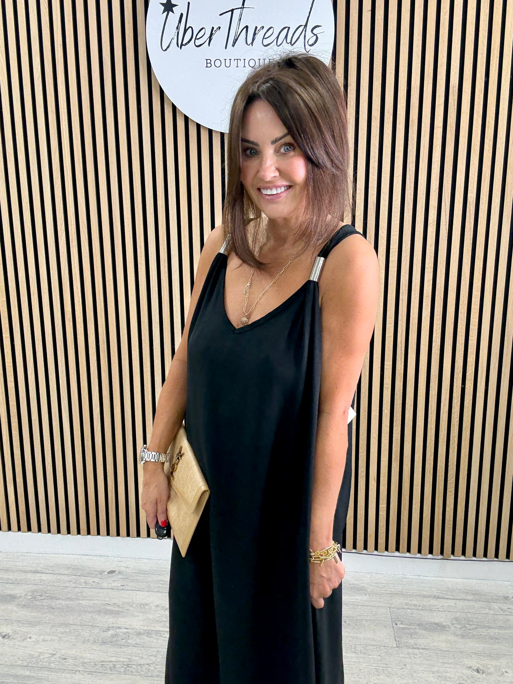 The Spring Shoulder Maxi - Black