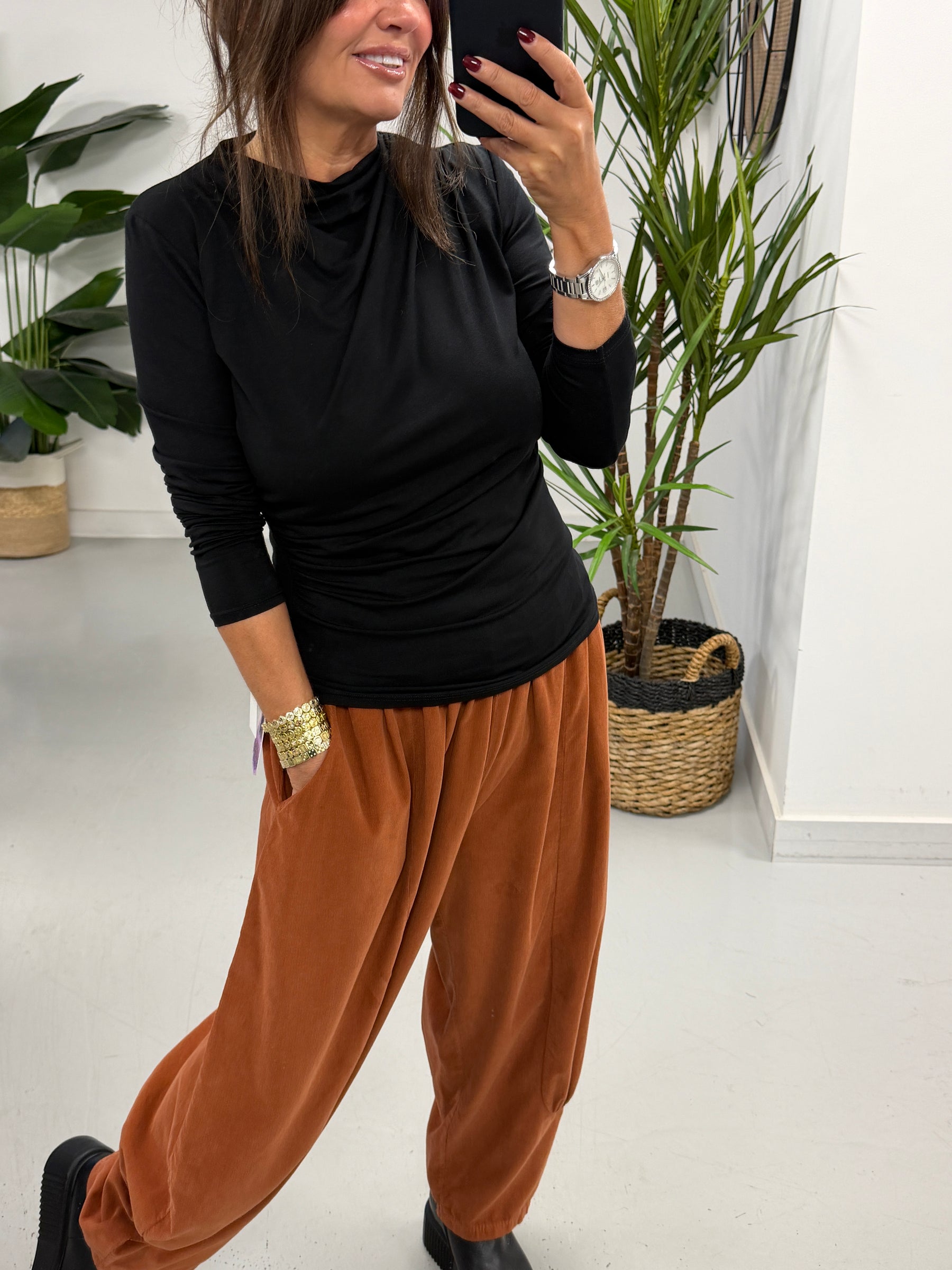 The Orleans Needlecord Joggers - Rust (Size 10-18)